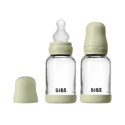Baby Glass Bottle Set 120ml 2 Pack Silicone - Sage