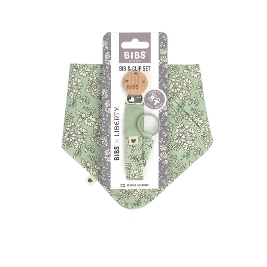 BIBS x LIBERTY Bib & Clip Set Capel - Sage