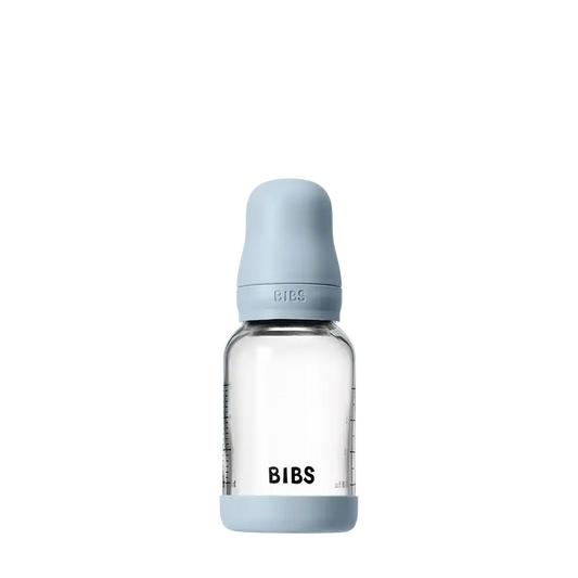 Baby Glass Bottle Set 120ml Silicone - Baby Blue