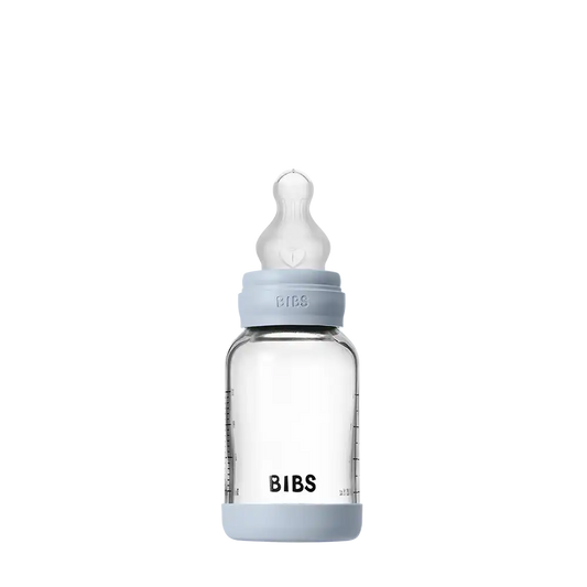 Baby Glass Bottle Set 120ml Silicone - Baby Blue