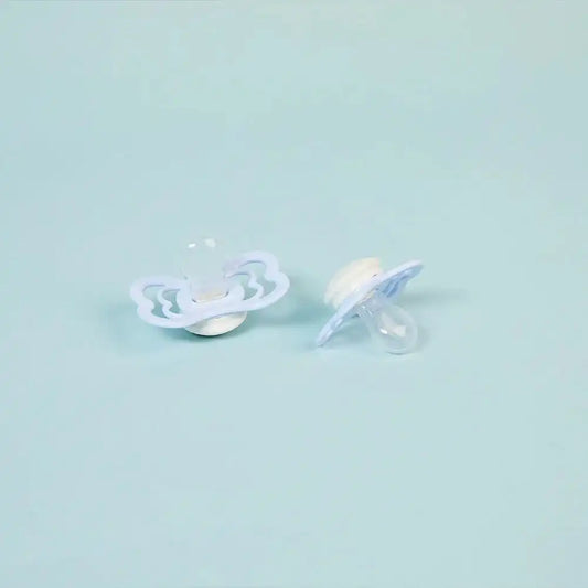 Supreme GLOW Pacifiers 2 Pack - Iron/Baby Blue